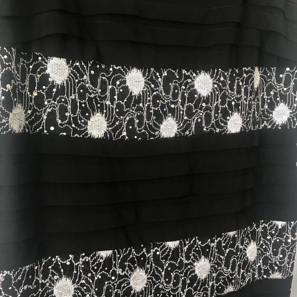 Sz14W R&M Richards Black/Silver Cocktail Dress - Picture 3 of 8